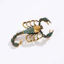 Vintage Distressed Blue Rhinestone Scorpion Brooch, Versatile Everyday Accessory - A - View 2