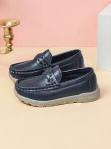 1 Pair Boys Daily Navy Slip On Loafers Classic Flat Shoes - Navy Blue - View 4