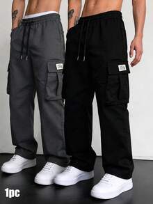 Pantalones largos cómodos y transpirables para deportes de primavera/otoño para hombres - Negro - Ver 1