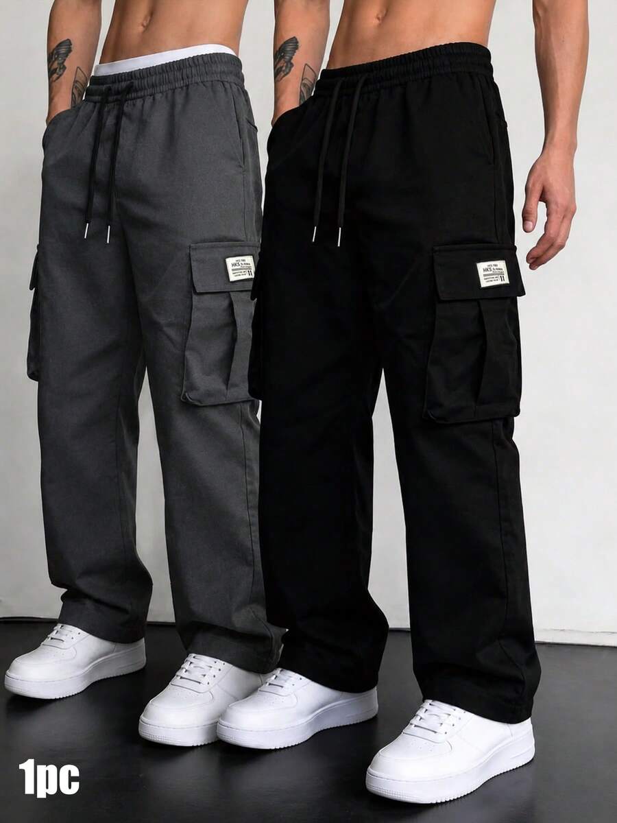 Pantalones largos cómodos y transpirables para deportes de primavera/otoño para hombres - Negro - Ver 1