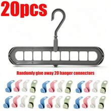 9-Hole Hanger Set With Hanger Connectors | Non-Slip Space-Saving Closet Organizer, Suitable For Shirts, Pants, Etc., Multi-Functional Storage Rack, Suitable For Home Or Dorm Use, Clothing Organization, Plastic Material - Multicolor - View 10