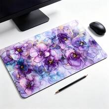 紫色花卉鼠墊 大號桌墊 縫邊橡膠防滑 女生辦公學習用 XL 加長版 適用電腦鍵盤筆電 PC - 查看 6
