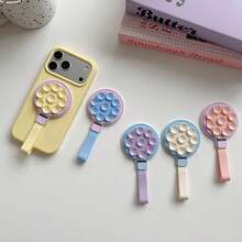 Dudukan Ponsel Magnetik Warna Solid Musim Panas dengan Cermin dan Tali Gantungan, Perekat Hisap Menempel pada Dinding Halus, Tempat Ponsel Meja - MultiWarna - View 2