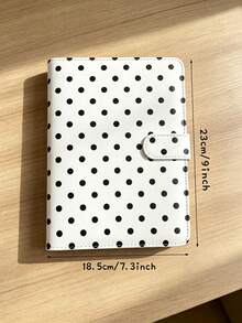 A5 Polka Dot Idol Photo Card Storage Album 4-Pocket Pages 6-Ring Cute Card Storage Book Photo Storage Album PU Leather Cover Collector Grade 2x3 Inch Photo Cards/Trading Cards Compatible (Pink/Black/White/Blue/Red) - Rectangle - View 2