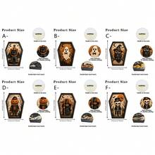 1/6pcs Vintage Coffin Shape Wooden Halloween Table Decor Black Cat Ghost Owl Skeleton Pumpkin Man Relief Plaque Farmhouse Wall Desktop Ornament For Halloween Party Home Shelf Decor Gift - Multicolor - View 9