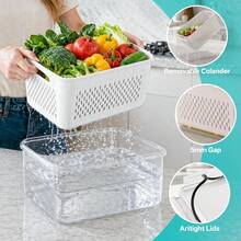 3/2/1 Pack Fruit Storage Containers For Fridge Set, Produce Containers For Fridge With Strainer, Plastic Reusable Fridge Organizers And Storage For Berry Salad Lettuce, Size 1.8, 0.9, 0.4QT - Multicolor - View 8