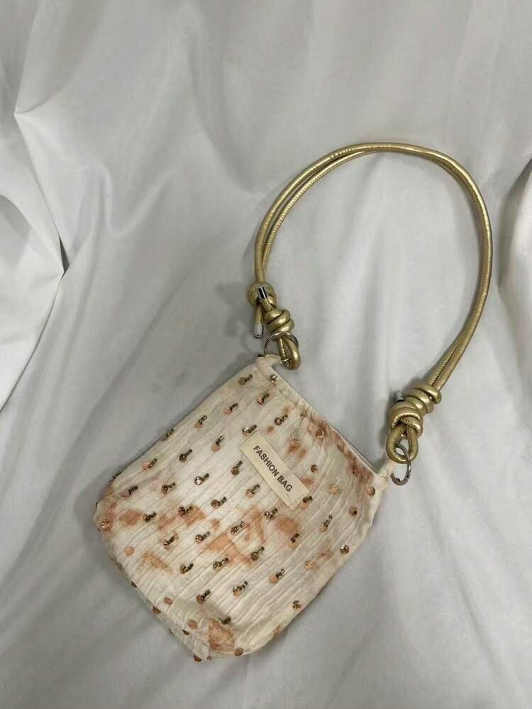 Niche Design Beaded Embroidery Bucket Bag, Summer Shoulder Bag, New Chinese Style Fashion Versatile Commute Outing Daily Shopping Crossbody Bag For Women - Yellow - View 4