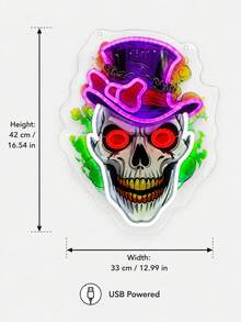 1PC USB-Powered LED Neon Light Cute White Ghost Sign With Glowing Outline And Expressive Face For Halloween Party, Dorm, Bedroom, Bar, Game Room And Spooky Season Decor - Multi-color light - View 9