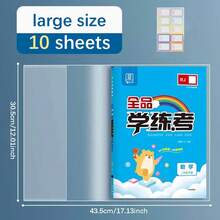 10pcs Plastic Book Covers Transparent Book Sleeves PVC Waterproof And Reusable Adjustable Size Suitable For A4/16K/22K Notebooks Perfect For School, Office And Daily Use - One Size Fits All - View 12