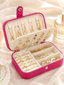 1pc Portable Travel Jewelry Storage Box, Mini Jewelry Box, Small Jewelry Zipper Box, Multi-Functional Ring Display Box, Jewelry Organizer Box, Suitable For Earrings, Necklaces, Pendants, Gift Storage Box, Polyester Waterproof Jewelry Storage Box, Large Capacity Jewelry Display Box, - Multicolor - View 2