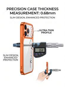 Personalized Custom Laser Engraved Name Photo Phone Case Compatible With IPhone 17 16 15 14 13 12 Pro Max Luxury Plating Hard Plastic Ultra Thin Transparent Matte Camera Protection Cover 17 Pro Max Gifts For Christmas Days - Orange - View 9