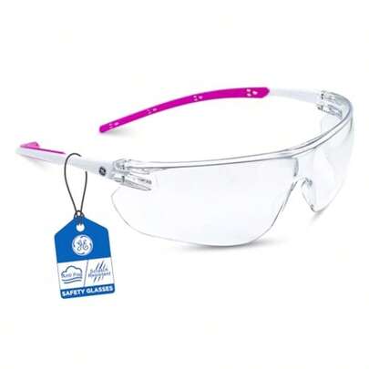 Safety Glasses Protective Eyewear - UV Shield Work Glasses - White/Pink Scratch-Resistant Durability, Clear Protective Lenses, UV Shielding, Eye Protection For Outdoor, Indoor, Labs And Construction