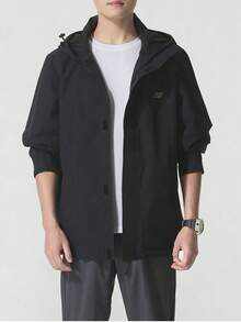 Skechers Men's Color-Block Hooded Outdoor Windbreaker Jacket - Black - View 1