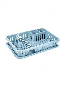 Multifunctional Dish Storage Rack, Separate Storage Areas For Bowls And Chopsticks, Hollow Draining Design With Water Tray, Available In Three Colors, Neatly Organizing Kitchen Tableware - One Size - View 8