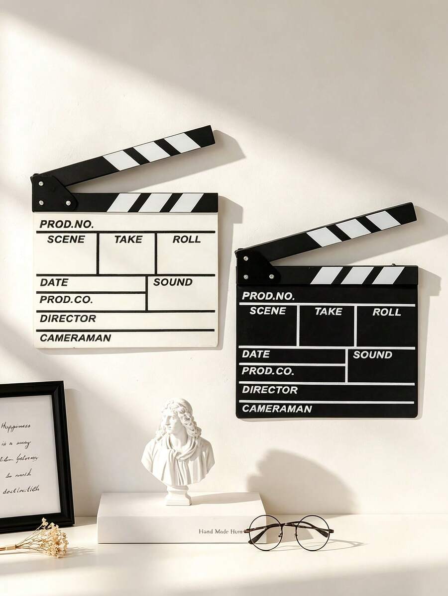 Photography Prop Movie Clapperboard, Unique Desktop Decor, Room Decoration, Home Decor, Holiday Decoration, Suitable For Indoor And Outdoor Use, Perfect For Lively Party Atmosphere And Simulating Movie Director Filming Scene - Classic Style - View 1