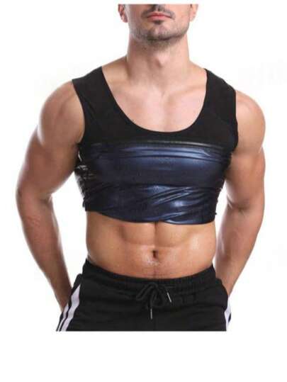 1pc Men's Sauna Shirt Weight Loss Sauna Jacket Top Heat Capture Sauna Vest Body Shaper Gym Workout