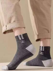 5/10 Pairs Men's Letter M Short Socks, Versatile Casual Socks - Multicolor - View 3