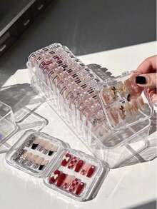 26/20/16/10/5pcs Transparent Nail Art Storage Box, Fake Nail Storage Box, Nail Tip Storage Box, Nail Art Display Box, Artificial Nail Storage Box, Nail Art Tool Storage Box, Travel Storage Box, Desktop Storage Box, Vanity Accessories, Jewelry Box, Cosmetic Storage Box - Multicolor - View 5