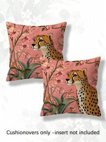 2件裝仿刺繡法式動物與植物主題枕套，居家裝飾禮品，聚酯纖維材質，隱形拉鍊，無填充，適用於居家裝飾、客廳裝飾、枕套、靠墊套、沙發裝飾枕、枕套、腰枕套 - 彩色 - 查看 9