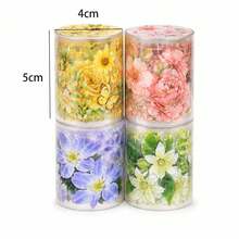 1pc/4pcs Floral Shadow Satin PET Waterproof Floral Washi Tape, Transparent Decorative Tape For Scrapbooking And Collage - Multicolor - View 2