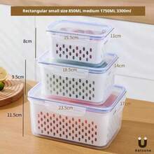 6pcs/Set (2 Lids, 2 Boxes, 2 Strainer Baskets) Square Food Storage Containers, PP Material Reusable Fridge Organizer Boxes, Suitable For Scallion, Parsley, Cilantro, Garlic, Noodles, Eggs - View 16