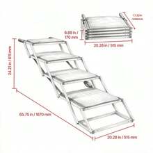 Foldable Aluminum Dog Car Stairs, 4-Tier Artificial Grass Pet Steps, Portable Non-Slip Dog Ladder For SUV, RV, Vehicle, Bed, Suitable For Medium Large Senior Dogs - one-size - View 5