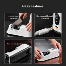 Fully Automatic Electric Knife Sharpener, Portable Multi-Function Small Knife Grinder, Handheld Kitchen Knife Sharpening Tool, USB Rechargeable 1200mAh Built-In Battery, Fully Automatic Electric Knife Sharpener, Multi-Function Small Knife Grinder For Home Kitchen Daily Use, Kitchen Small Appliance - Multicolor - View 4