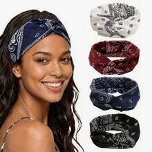 1-4pcs Paisley Print Knotted Wide Headband, Bohemian Style, For Casual Daily, Fitness, Shopping, And Beach Vacations. - Multicolor - View 9
