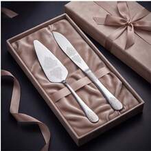 1/2pcs Vintage Embossed Silver Stainless Steel Cake Knife And Cake Tray Set, Includes 24.2cm Cake Mold And 23cm Pie Server, Thickened Rust-Resistant Dishwasher- Triangular Cake Slicer And Serving Utensils, Suitable For Weddings, Birthdays, Anniversaries, Parties And Dessert Baking - Silver - View 7