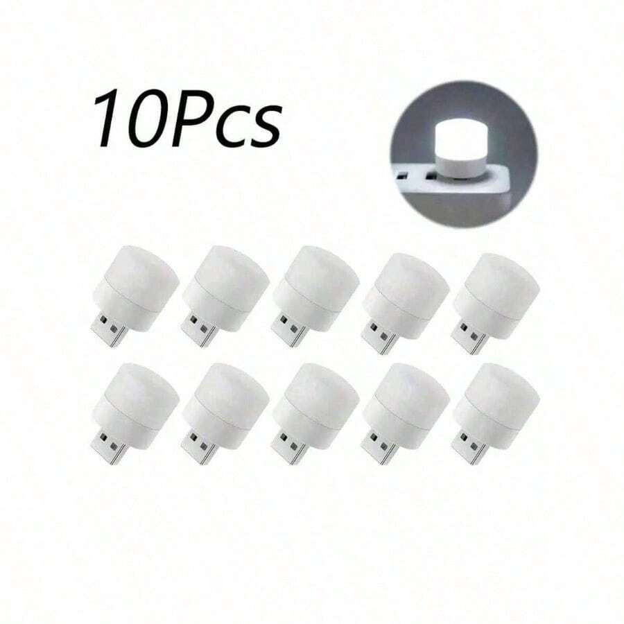 10pcs Mini USB Warm White Eye-Protection Reading Light, USB Plug-In Computer Power Bank Charging LED Night Light, Christmas Halloween Gift, Portable USB Night Light For Students, Laptop, Power Bank, Car - 10pcs - View 1