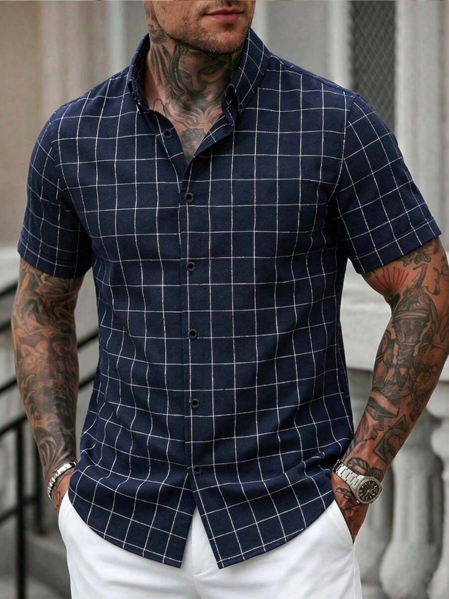 Men Plus Size Shirts - Blue - View 1