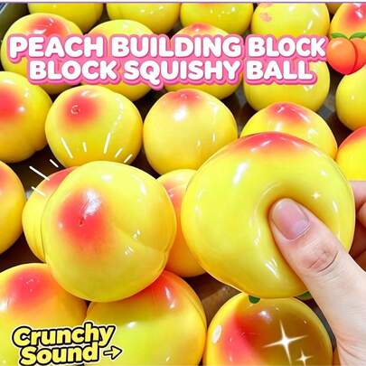 1pc New Peach Voice-Activated Handmade Ball ASMR Squeeze Toy, Building Block Filled Fruit Stress Ball, Slow Rebound Toy, Halloween Gift, Halloween Stress Relief Toy, Suitable For Kids, Teens And Adults Squishy