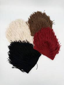 1pc Women's European & American Style Personalized Wig Knit Hat, Handmade Braided Tassel Design, Breathable Non-Sweating Photo Styling Decorative Hat - Multicolor - View 9