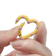 5pcs Random Color Mixed Heart-Shaped Keychains, Painted Candy Color Spring Clips, Suitable For Handmade Jewelry Making, Keychains, Bags, Packaging Decor Rings - Heart (Random Color) - View 5