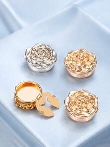 6/2/1pc Vintage Metal Rose Flower Button Covers - Carved Metallic Rose Cufflinks Covers, French Shirt Cuff Clips For Formal & Weddings - Multicolor - View 6