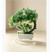 2D Flat Printed Acrylic Material 1pc - Artificial Plant Small Potted Bonsai, Fake Flower Small Tree Grass Ball Bonsai, Home Living Room Desktop Decor Small Ornament Set, Artificial Plant, Home Decor, Room Decor, All Season Use - White - View 8