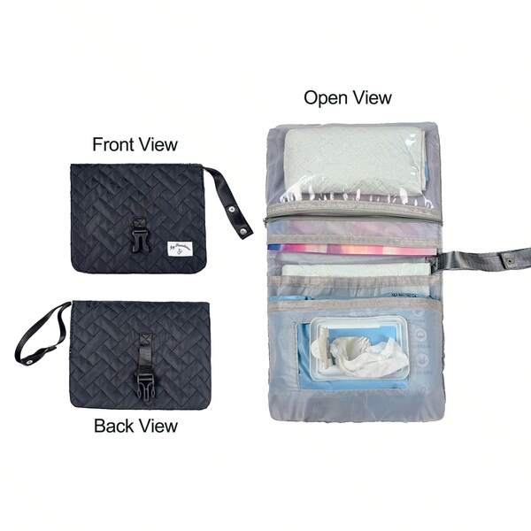 Quilted Diaper Bag Diaper Organizer For Mom And Dad, With Strap Nappy Bag Storage Bag, Can Hang On Stroller,Wipe Pouch Changing Bag For NewBorn Baby