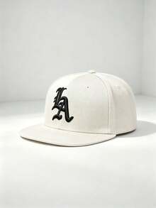 1pc LA Letter Embroidered Flat Brim Baseball Cap, Solid Color Adjustable Casual Street Hip Hop Hat, Unisex - Multiple Styles - View 18