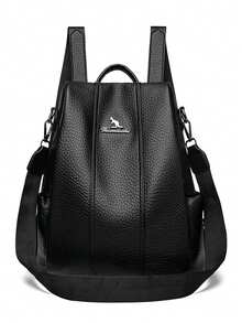 LANYIBAIGEROO New Fashion Women's Luxury Designer Anti-Theft Backpack, Soft Leather Large Capacity Student School Bag Travel Backpack - Black - View 4