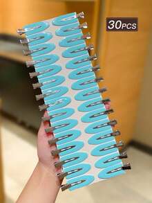 30pcs Women's Blue Hair Clips, Simple Versatile Spring Hair Clips, Daily Holiday Casual Hair Accessories, Hairstyle Styling Accessories - Blue - View 4