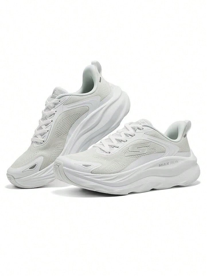 Skechers Women's MAX RUN Series Lightweight High-Elasticity Cushioned Thick-Sole Running Shoes - White - View 1