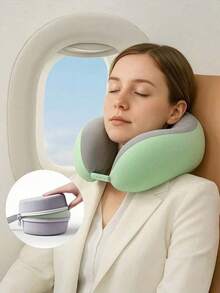 1 Ergonomic U-Shaped Neck Pillow With Storage Bag - Memory Foam Support For Travel And Office Use, Removable And Washable Cover, Lightweight Portable Cervical Pillow For Airplanes, Cars And Beds - Compressible Contoured Design (No Power Required) - A - View 8