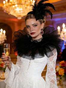 1 chiếc cổ áo bèo nhún tháo rời Halloween, cổ áo ruff phong cách Phục hưng cho trang phục ma cà rồng - Nhiều màu - Xem 13