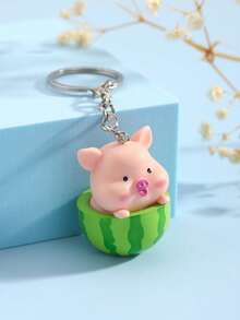 Creative Cute Adorable Funny 3D Pig Raincoat, Watermelon Pig, Milk Pig, Backpack Pig, Keychain Pendant Cartoon Key Chain Car Keychain Bag Charm Decoration Souvenir Holiday Small Gift - Multicolor - View 15