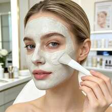 Dual-Ended Silicone Mask Brush/Scraper - 2-In-1 Tool For Applying And Removing Masks, Travel Size - White - View 3