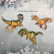 3pcs Fashion Personalized Cartoon Dinosaur Series Patch Creative Cute Tyrannosaurus Rex Iron-On Embroidery Applique Handmade Sewing Minimalist Animal Patch Accessories DIY Clothes Bags Hats Pants Scarves Decoration Fabric Patch Handmade Craft Supplies - 3pcs Dinosaur Patch Embroidery - View 9