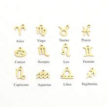 1pc Minimalist Fashion Zodiac Heart Gold Stainless Steel Cuban Link Anklet, Women's - Yellow Gold - View 4