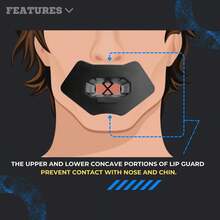 Ootball Mouth Guard Lip Guard With Permanent Helmet Strap Fits Adult & Youth, Ultra-Breathable Maximum Airflow, All Red Design With Protective Storage Case - All Black - View 5