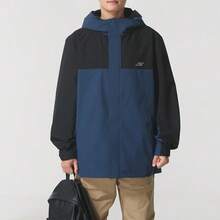 Skechers Men's Color-Block Hooded Outdoor Windbreaker Jacket - Navy Blue - View 3
