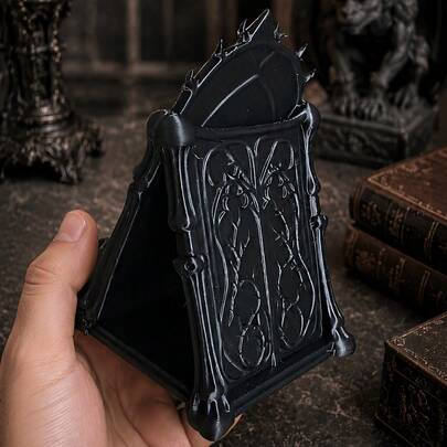 Gothic Skull Phone Stand, Dark Gothic Style Desktop Phone Holder With Skull And Thorn Details, Black Decorative Desktop Phone Stand, Suitable For Desk, Bedside Table, Shelf, Home Office Decor, Gift For Gothic Style Enthusiasts